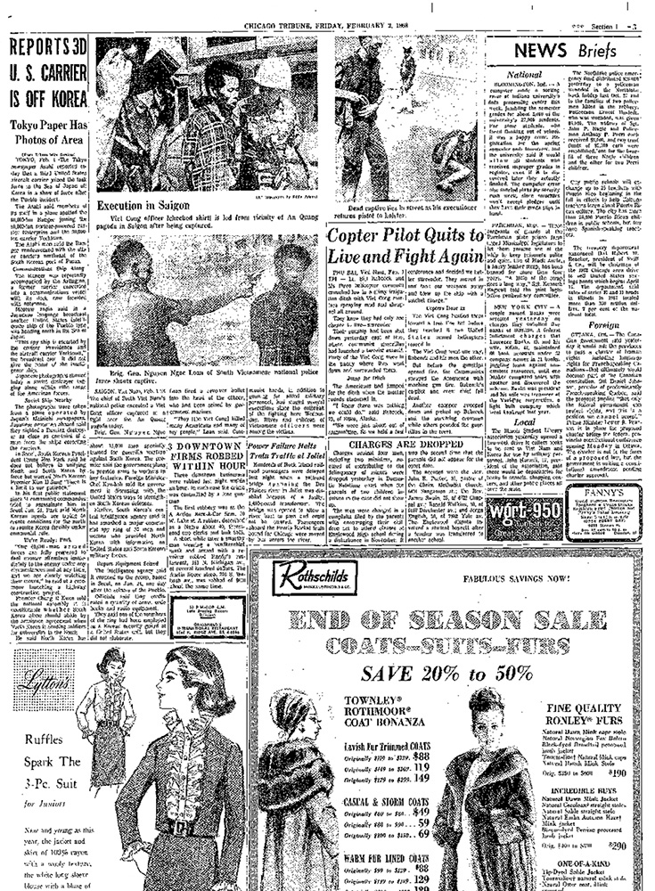 Three pages from newspapers that printed “Saigon Execution.